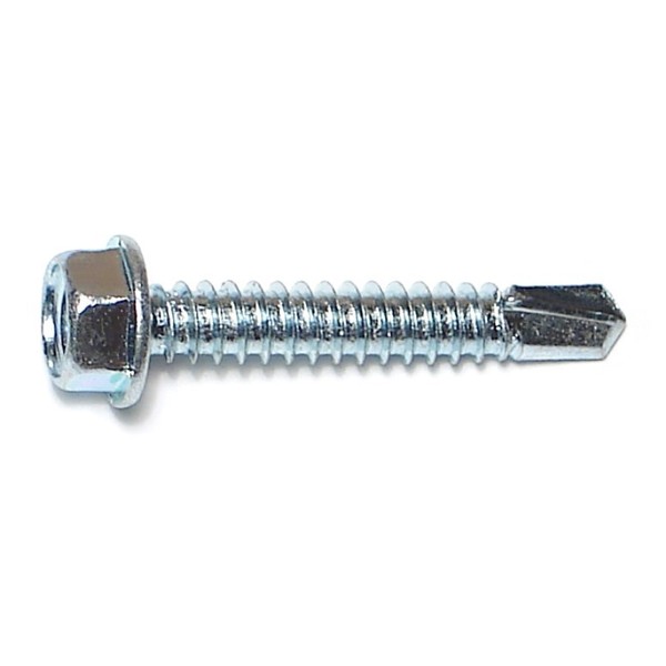 Buildright Self-Drilling Screw, #14 x 1-1/2 in, Zinc Plated Steel Hex Head Hex Drive, 53 PK 09791